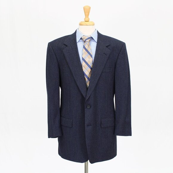 Carroll & Company 42R Blue Solid 2-Button Sport Coat Blazer Jacket V607 - Picture 1 of 11